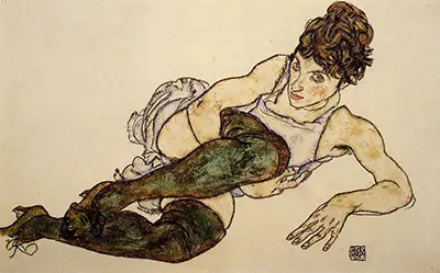 Reclining Woman with Green Stockings (Adele Harms) Egon Schiele